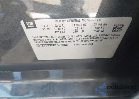 2016 Chevrolet Malibu 2Lt z USA, uszkodzony, nr VIN 1G1ZF5SX6GF176550